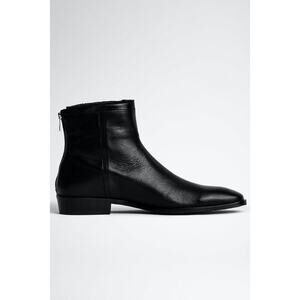 Zadig & Voltaire Romare Leather Ankle Boots Men's Black Size 44